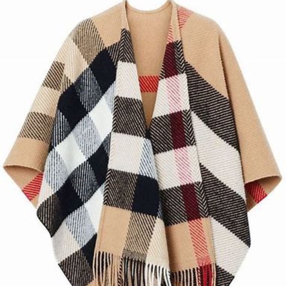 Burberry Mega  Wool and Cashmere Cape Wrap Shawl NEW! - Picture 4 of 6